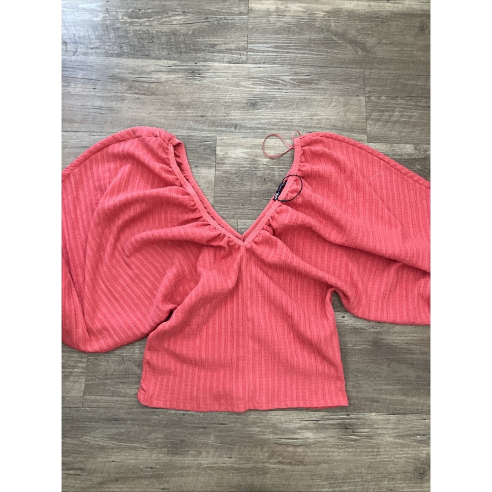 Zara Balloon‎ Sleeves Crop Top Coral Small Women